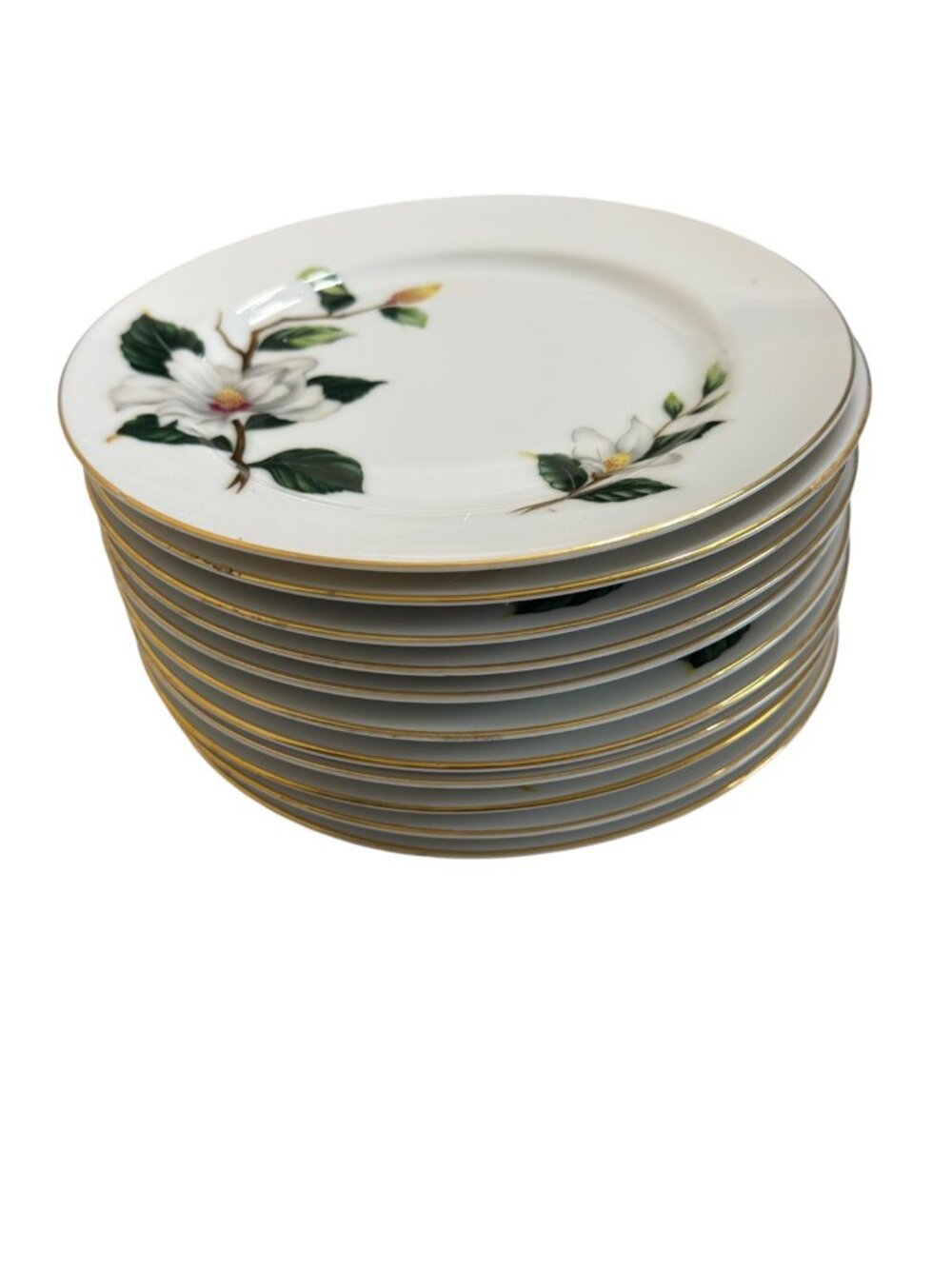Se YeI Japan Fine China Magnolia 11-Piece Salad Plate Set Gold Trim Vintage - Picture 2 of 4